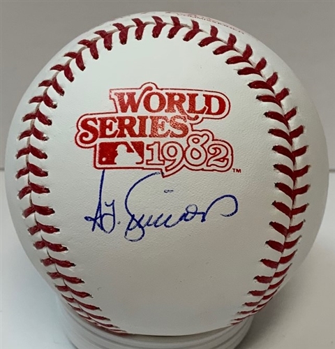 TED SIMMONS SIGNED OFFICIAL 1982 WORLD SERIES LOGO BASEBALL - JSA