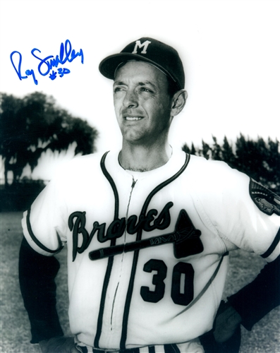 ROY SMALLEY (d) SIGNED 8x10 MILW BRAVES PHOTO #1