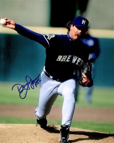 DOUG JONES SIGNED 8X10 BREWERS PHOTO #1