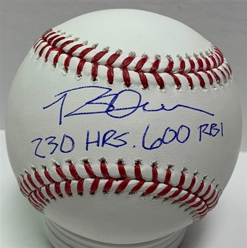 ROB DEER SIGNED OFFICIAL MLB BASEBALL W/ 230/600 - BREWERS - JSA