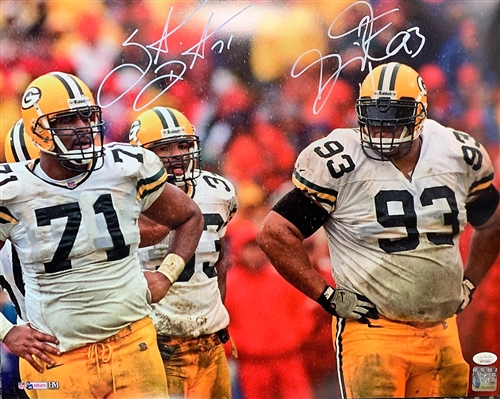 GILBERT BROWN & SANTANA DOTSON DUAL SIGNED 16X20 PACKERS PHOTO - JSA