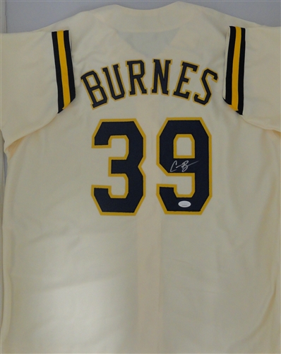 CORBIN BURNES SIGNED CUSTOM REPLICA BREWERS CREAM JERSEY - JSA