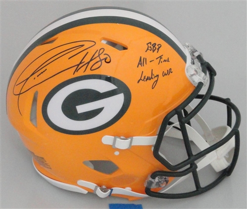 DONALD DRIVER SIGNED FULL SIZE PACKERS SPEED AUTHENTIC HELMET W/ ALL TIME WR - JSA