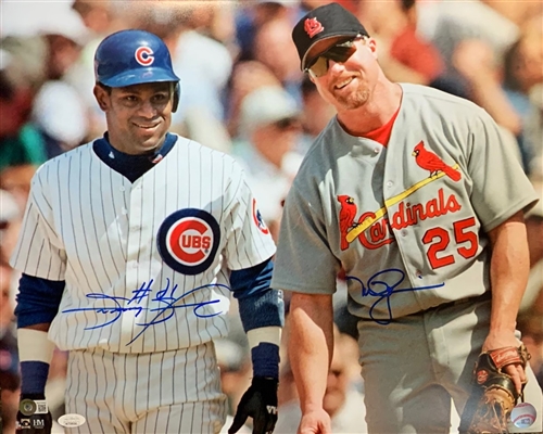 MARK McGWIRE & SAMMY SOSA DUAL SIGNED 16X20 PHOTO -CARDINALS - CUBS - JSA