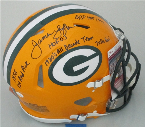 JAMES LOFTON SIGNED FULL SIZE PACKERS AUTHENTIC SPEED HELMET W/ STATS - JSA