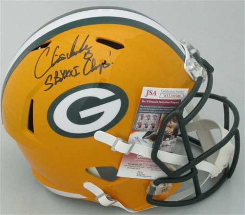 CHRIS JACKE SIGNED FULL SIZE PACKERS REPLICA SPEED HELMET W/ SB XXXI - JSA