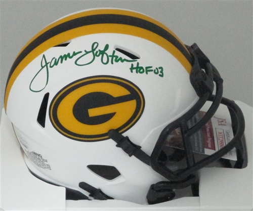 JAMES LOFTON SIGNED PACKERS LUNAR SPEED MINI HELMET W/ HOF - JSA