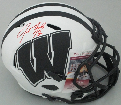 JOE THOMAS SIGNED FULL SIZE WI BADGERS REPLICA LUNAR SPEED HELMET - JSA