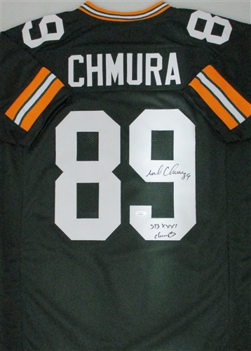 MARK CHMURA SIGNED CUSTOM REPLICA PACKERS GREEN JERSEY W/ SB CHAMPS - JSA