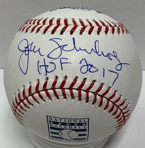 JOHN SCHUERHOLZ SIGNED OFFICIAL MLB HOF LOGO BASEBALL W/ HOF 2017 - BRAVES - JSA