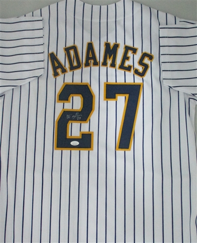 WILLY ADAMES SIGNED CUSTOM REPLICA BREWERS PINSTRIPE JERSEY - JSA