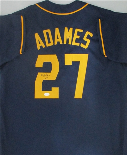 WILLY ADAMES SIGNED CUSTOM REPLICA BREWERS BLUE JERSEY - JSA