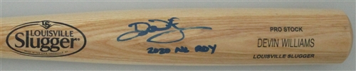 DEVIN WILLIAMS SIGNED LOUISVILLE SLUGGER NAME ENGRAVED BLONDE BAT W/ '20 NL ROY - BREWERS - JSA