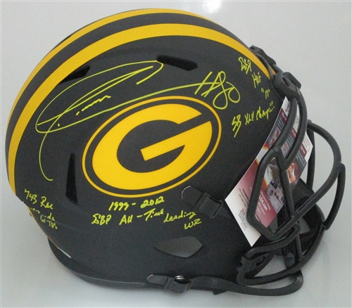 DONALD DRIVER SIGNED FULL SIZE PACKERS ECLIPSE SPEED REPLICA HELMET W/ CAREER SCRIPTS - JSA