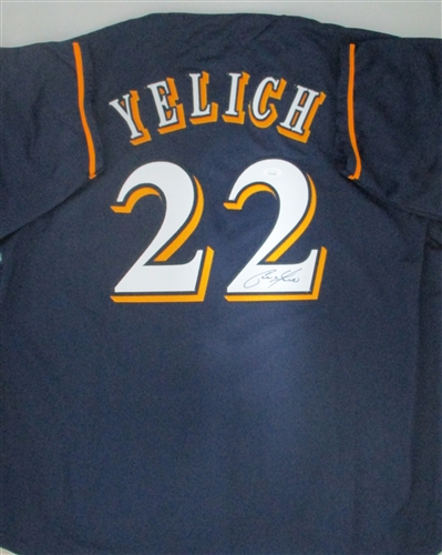 CHRISTIAN YELICH SIGNED CUSTOM REPLICA BREWERS NAVY JERSEY - JSA