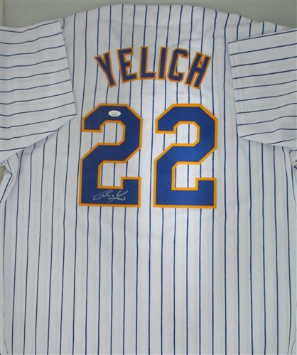 CHRISTIAN YELICH SIGNED CUSTOM REPLICA BREWERS PINSTRIPE JERSEY - JSA