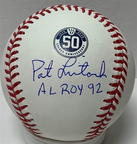 PAT LISTACH SIGNED BREWERS 50th ANNIVERSARY LOGO BASEBALL W/ 1992 AL ROY - JSA