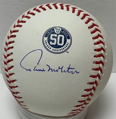 PAUL MOLITOR SIGNED BREWERS 50th ANNIVERSARY LOGO BASEBALL - JSA