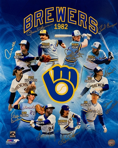 1982 MILWAUKEE BREWERS MULTI SIGNED 16X20 PHOTO