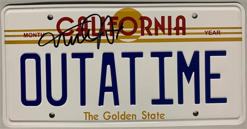 MICHAEL J. FOX SIGNED BACK TO THE FUTURE "OUTATIME" LICENSE PLATE