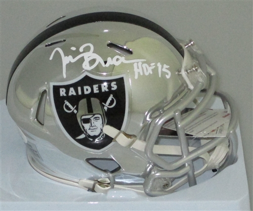 TIM BROWN SIGNED RAIDERS CHROME MINI HELMET W/ HOF  - JSA