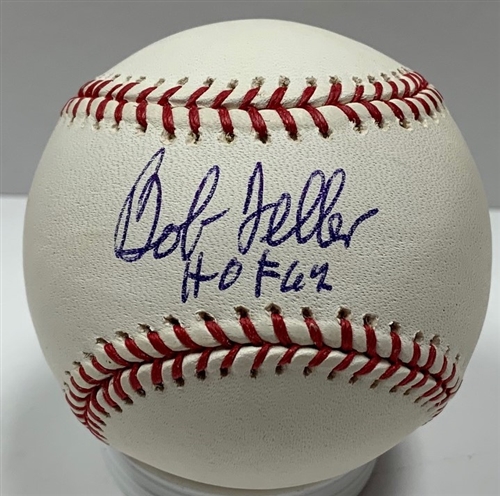 BOB FELLER SIGNED OFFICIAL MLB BASEBALL W/ HOF - INDIANS - JSA