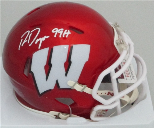 RON DAYNE SIGNED WI BADGERS FLASH MINI HELMET - JSA