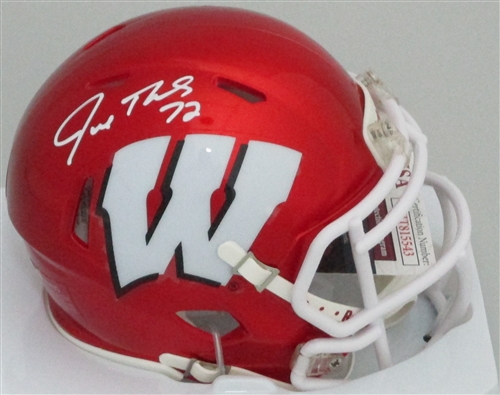 JOE THOMAS SIGNED WI BADGERS FLASH MINI HELMET - JSA