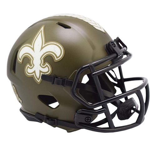NEW ORLEANS SAINTS UNSIGNED RIDDELL NFL SALUTE TO SERVICE SPEED MINI HELMET