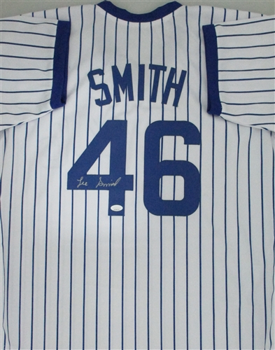 LEE SMITH SIGNED CUSTOM REPLICA CUBS PINSTRIPE JERSEY - JSA