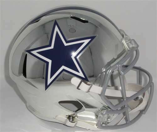 DALLAS COWBOYS UNSIGNED FULL SIZE RIDDELL CHROME REPLICA HELMET