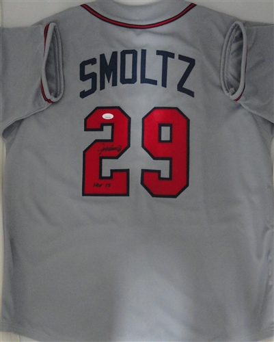 JOHN SMOLTZ SIGNED CUSTOM REPLICA BRAVES GREY JERSEY W/ HOF - JSA