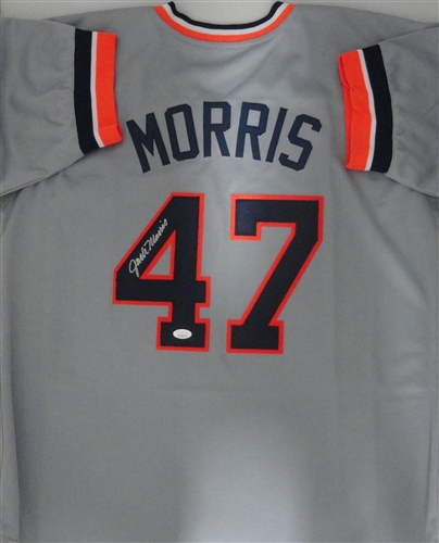 JACK MORRIS SIGNED CUSTOM REPLICA TIGERS GREY JERSEY - JSA