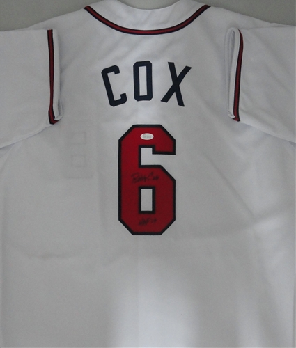 BOBBY COX SIGNED CUSTOM REPLICA BRAVES WHITE JERSEY W/ HOF 14 - JSA