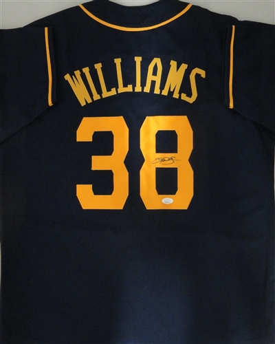 DEVIN WILLIAMS SIGNED CUSTOM REPLICA BREWERS BLUE JERSEY - JSA