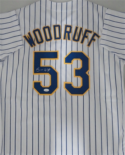 BRANDON WOODRUFF SIGNED CUSTOM REPLICA BREWERS RETRO JERSEY - JSA