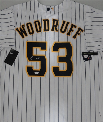 BRANDON WOODRUFF SIGNED OFFICIAL NIKE BREWERS PINSTRIPE JERSEY - JSA