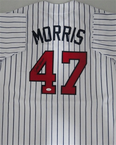 JACK MORRIS SIGNED CUSTOM REPLICA TWINS PINSTRIPE JERSEY - JSA