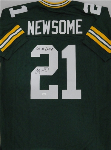 CRAIG NEWSOME SIGNED CUSTOM REPLICA PACKERS W/ SCRIPTS - JSA