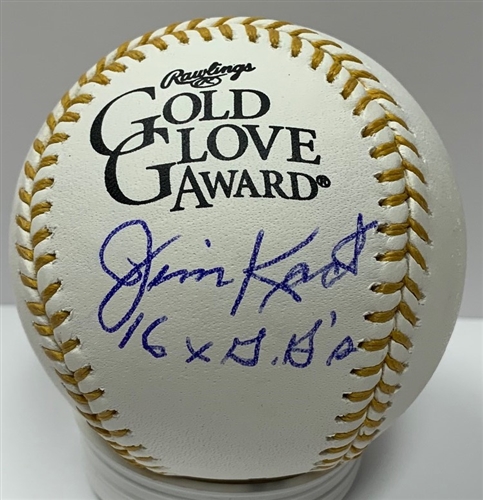 JIM KAAT SIGNED OFFICIAL MLB GOLD GLOVE LOGO BASEBALL W/ 16 x GG - TWINS - JSA