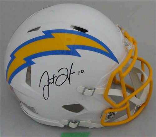 JUSTIN HERBERT SIGNED FULL SIZE LA CHARGERS AUTHENTIC SPEED HELMET - BAS