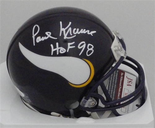 PAUL KRAUSE SIGNED VIKINGS RIDDELL THROWBACK MINI HELMET W/ HOF - JSA