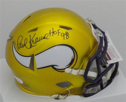 PAUL KRAUSE SIGNED VIKINGS RIDDELL FLASH SPEED MINI HELMET W/ HOF - JSA