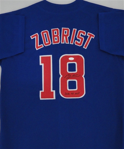 BEN ZOBRIST SIGNED CUSTOM REPLICA CUBS BLUE JERSEY W/ WS MVP - JSA