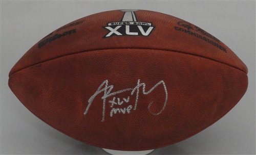 AARON RODGERS SIGNED WILSON AUTHENTIC SB XLV LOGO FOOTBALL W/ XLV MVP