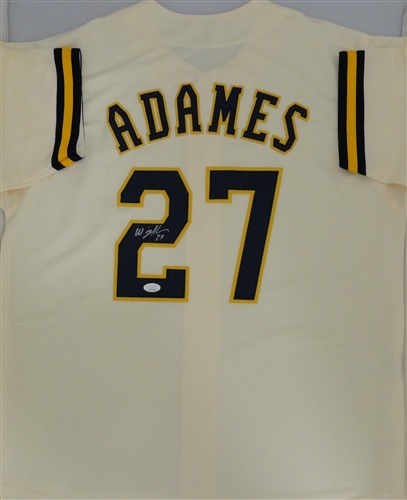 WILLY ADAMES SIGNED CUSTOM REPLICA BREWERS CREAM JERSEY - JSA