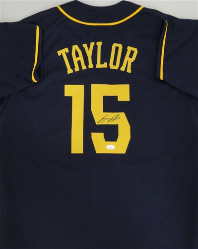 TYRONE TAYLOR SIGNED CUSTOM REPLICA BREWERS  BLUE JERSEY - JSA