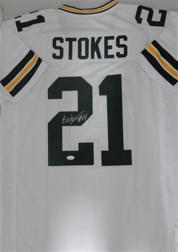 ERIC STOKES SIGNED CUSTOM REPLICA PACKERS WHITE JERSEY - JSA