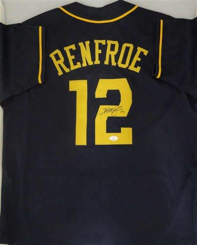 HUNTER RENFROE SIGNED CUSTOM REPLICA BREWERS BLUE JERSEY - JSA