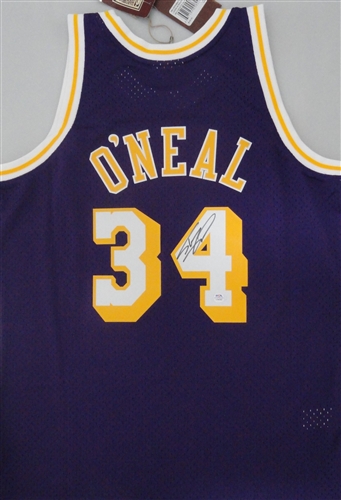 SHAQUILLE O'NEAL SIGNED MITCHELL & NESS LA LAKEERS JERSEY - PSA